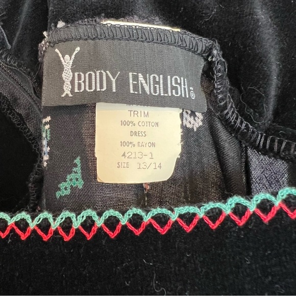 Vintage Velvet Trim Bow Front Floral Midi Dress Black Multi Cottagecore Feminine - Picture 4 of 7